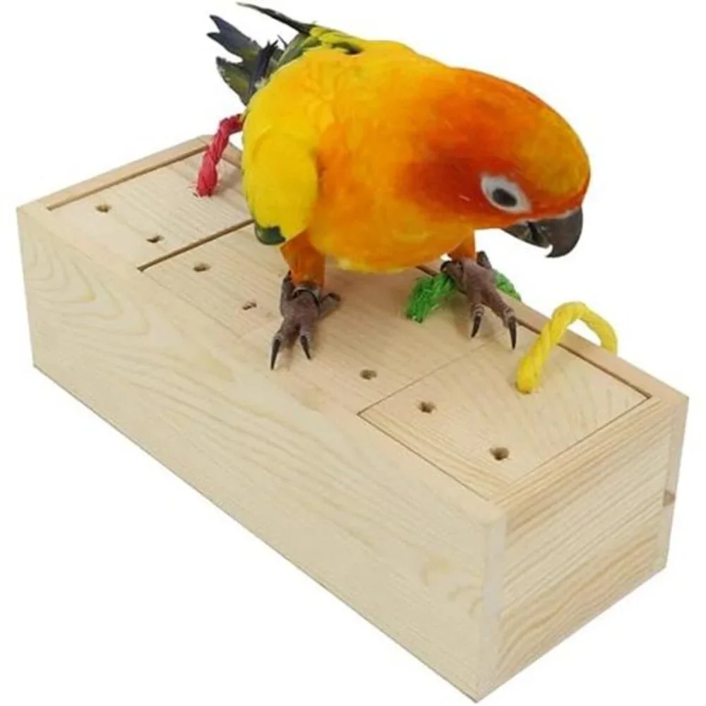 Wooden Bird Foraging Feeder Toys, Intelligence Toys for Medium and Large Parrots